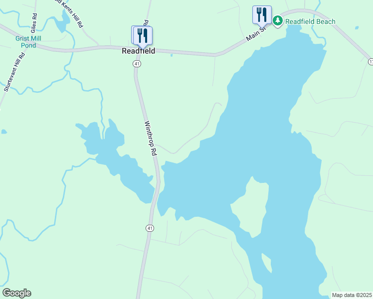 map of restaurants, bars, coffee shops, grocery stores, and more near 150 Touisset Point Road in Readfield
