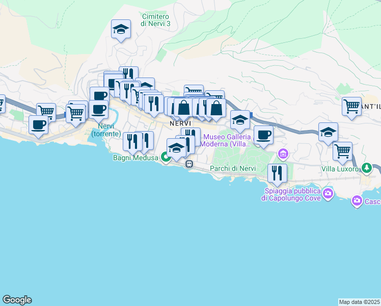 map of restaurants, bars, coffee shops, grocery stores, and more near 1 Via Val Cismon in Genova