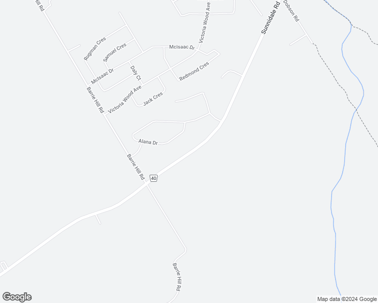 map of restaurants, bars, coffee shops, grocery stores, and more near 1202 Sunnidale Road in Barrie