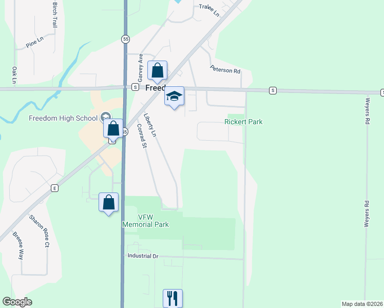 map of restaurants, bars, coffee shops, grocery stores, and more near in Freedom