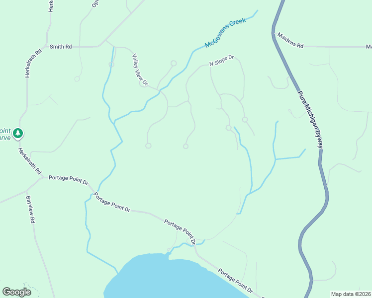 map of restaurants, bars, coffee shops, grocery stores, and more near Moon Ridge Road in Onekama