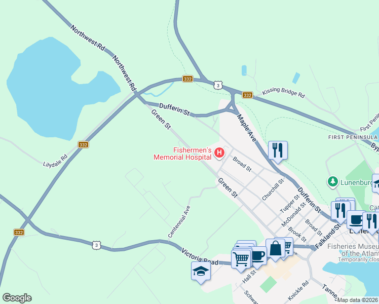 map of restaurants, bars, coffee shops, grocery stores, and more near 271 Green Street in Lunenburg