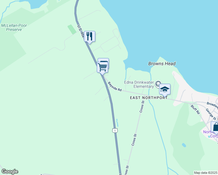 map of restaurants, bars, coffee shops, grocery stores, and more near 1339 Atlantic Highway in Northport