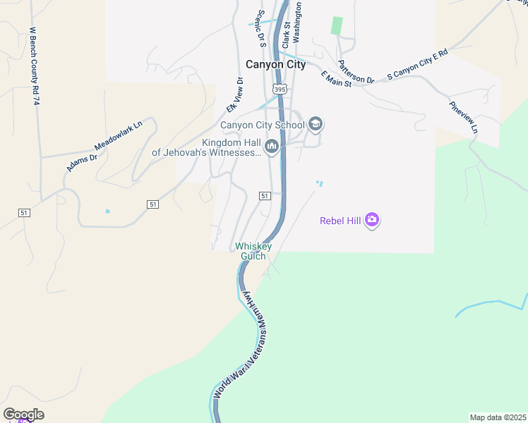 map of restaurants, bars, coffee shops, grocery stores, and more near 330 South Humbolt Street in Canyon City