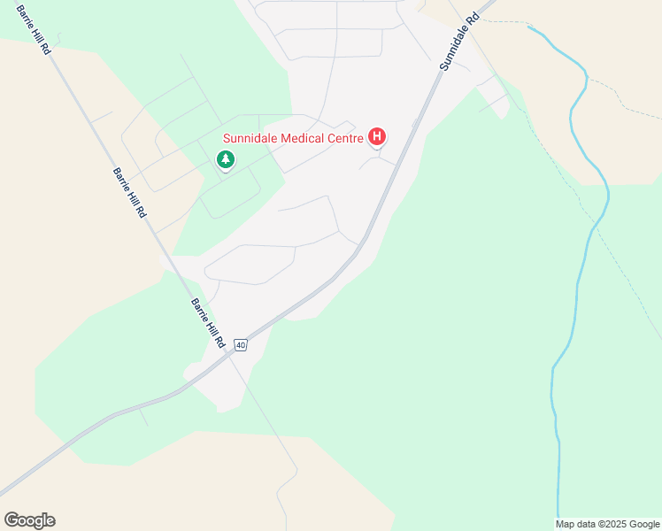 map of restaurants, bars, coffee shops, grocery stores, and more near 1160 Sunnidale Road in Barrie