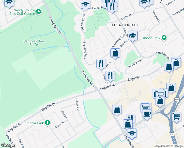 map of restaurants, bars, coffee shops, grocery stores, and more near in Barrie