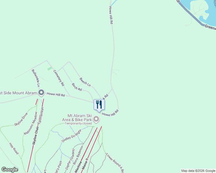 map of restaurants, bars, coffee shops, grocery stores, and more near 241 Howe Hill Road in Greenwood