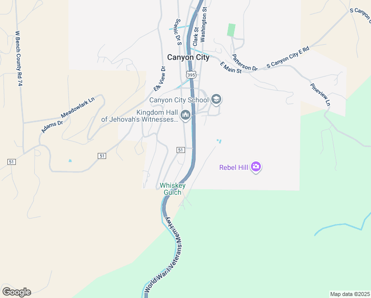 map of restaurants, bars, coffee shops, grocery stores, and more near 330 South Humbolt Street in Canyon City