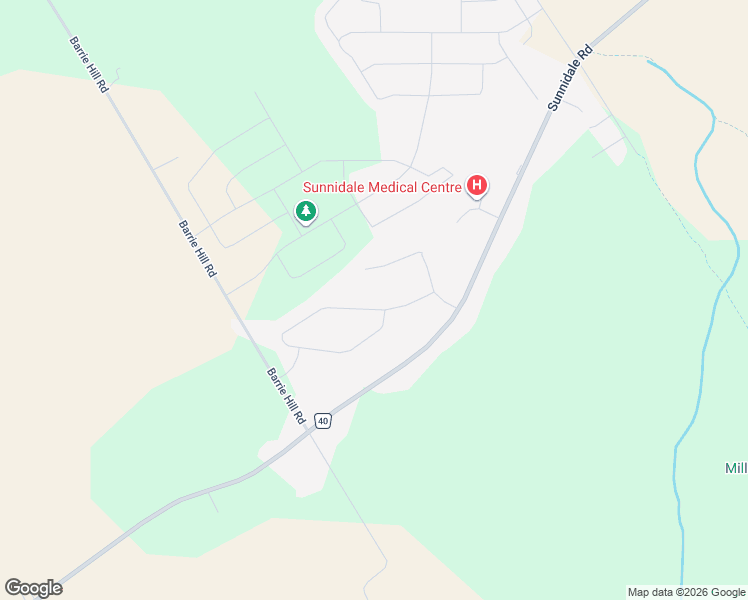 map of restaurants, bars, coffee shops, grocery stores, and more near 14 Alana Drive in Barrie
