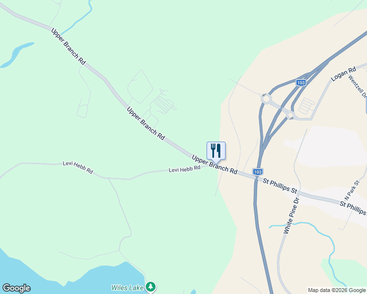 map of restaurants, bars, coffee shops, grocery stores, and more near 538 Upper Branch Road in Wileville