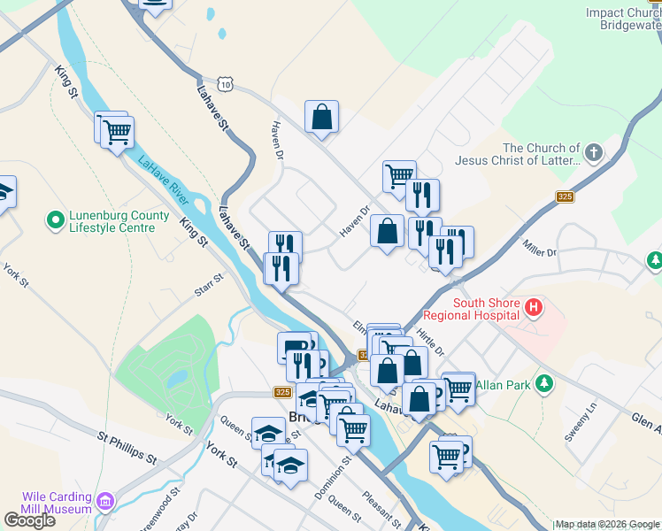 map of restaurants, bars, coffee shops, grocery stores, and more near 81 Thomson Drive in Bridgewater