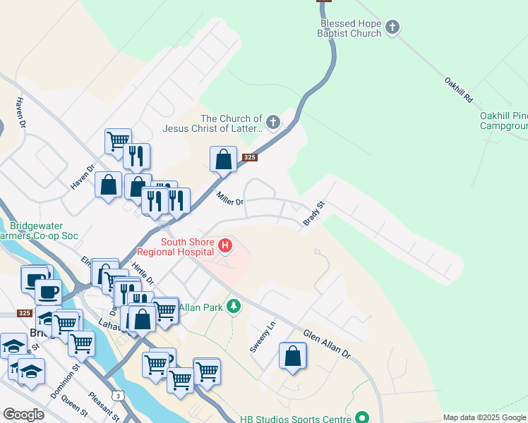 map of restaurants, bars, coffee shops, grocery stores, and more near 72 Nafthal Drive in Bridgewater