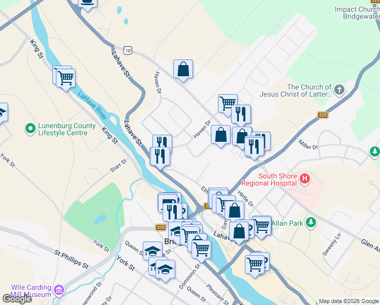 map of restaurants, bars, coffee shops, grocery stores, and more near 81 Thomson Drive in Bridgewater