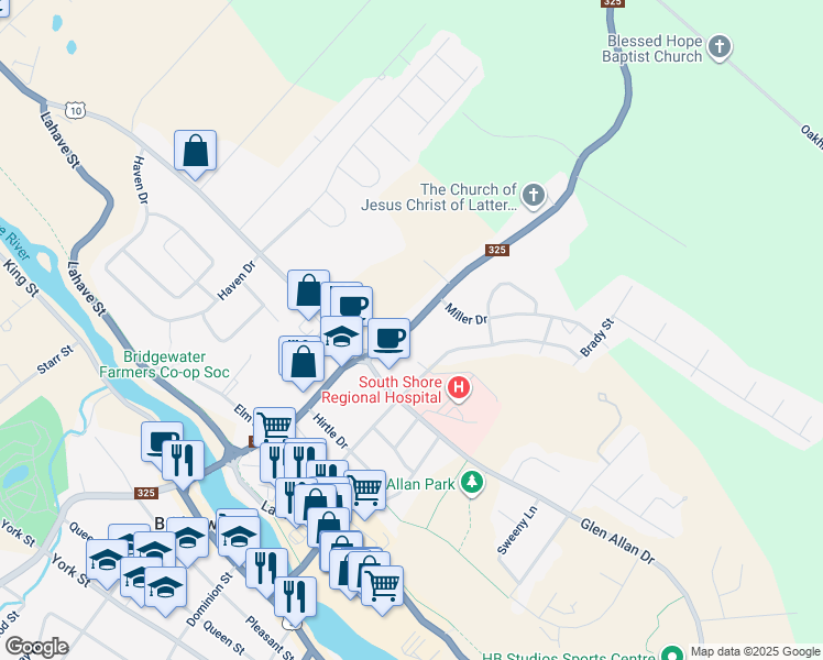 map of restaurants, bars, coffee shops, grocery stores, and more near 203 Aberdeen Road in Bridgewater