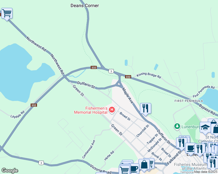 map of restaurants, bars, coffee shops, grocery stores, and more near Sandy Hollow Road in Lunenburg