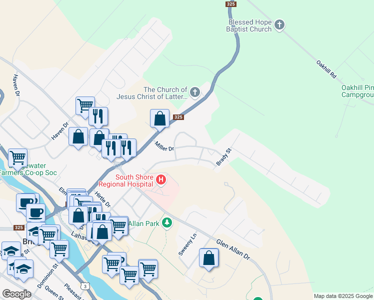 map of restaurants, bars, coffee shops, grocery stores, and more near 72 Nafthal Drive in Bridgewater