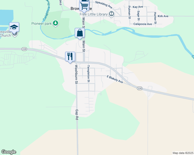 map of restaurants, bars, coffee shops, grocery stores, and more near 304 East Blakely Avenue in Brownsville