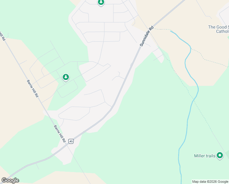 map of restaurants, bars, coffee shops, grocery stores, and more near 1104 Sunnidale Road in Barrie