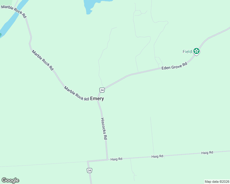 map of restaurants, bars, coffee shops, grocery stores, and more near 2046 County Road 34 in Gananoque