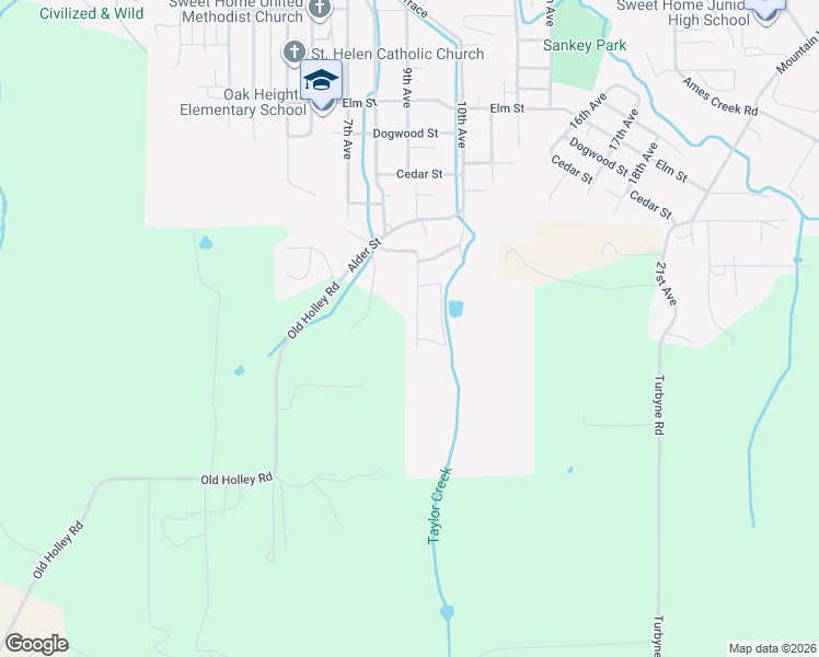 map of restaurants, bars, coffee shops, grocery stores, and more near 411 Boulder Ridge Drive in Sweet Home
