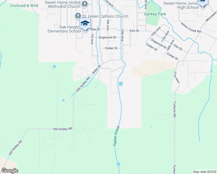 map of restaurants, bars, coffee shops, grocery stores, and more near 411 Boulder Ridge Drive in Sweet Home
