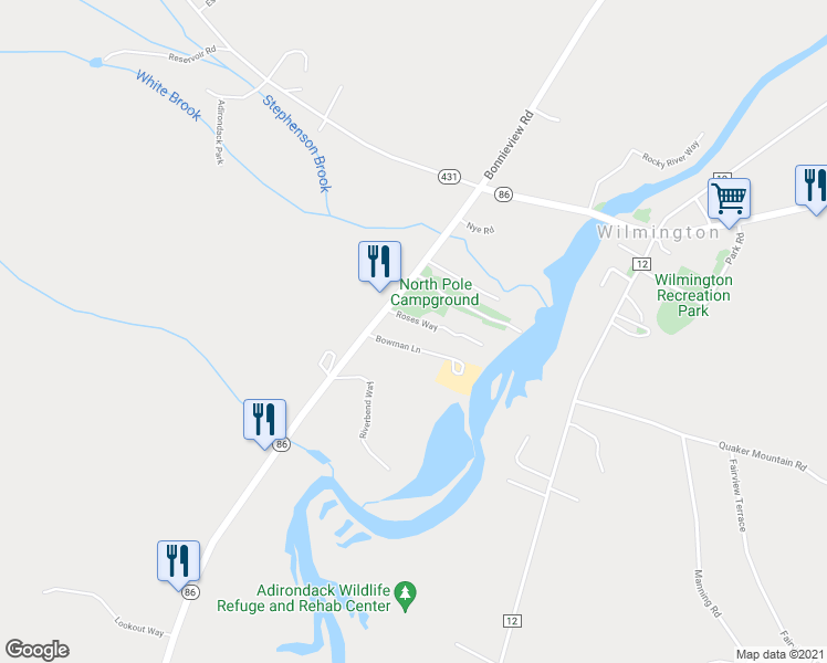 map of restaurants, bars, coffee shops, grocery stores, and more near 4 Roses Way in Wilmington