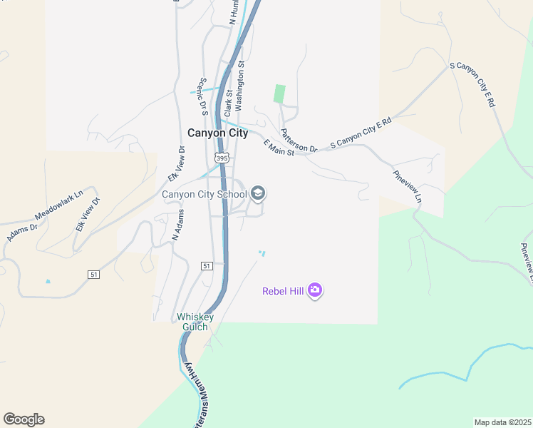 map of restaurants, bars, coffee shops, grocery stores, and more near 107 Rebel Hill Road in Canyon City