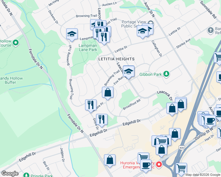 map of restaurants, bars, coffee shops, grocery stores, and more near in Barrie