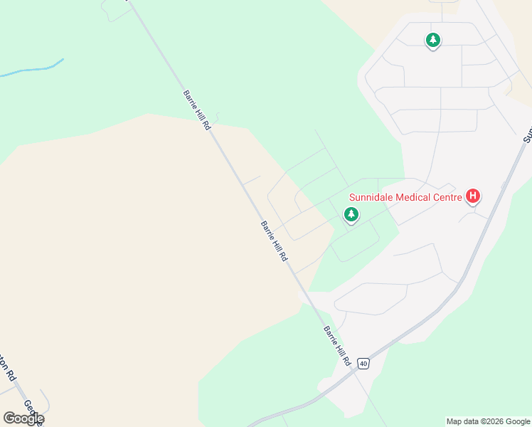 map of restaurants, bars, coffee shops, grocery stores, and more near 3281 Barrie Hill Road in Barrie