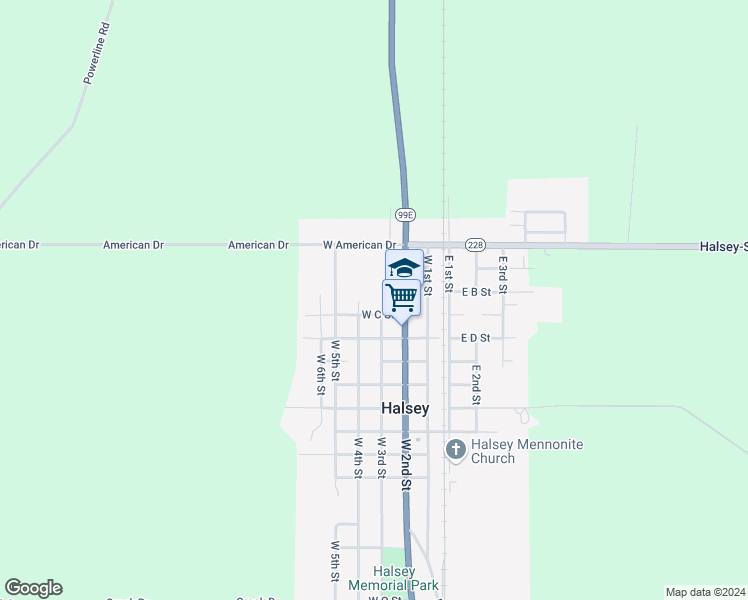 map of restaurants, bars, coffee shops, grocery stores, and more near 239 West 2nd Street in Halsey