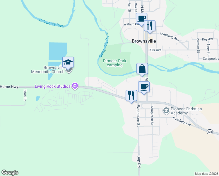 map of restaurants, bars, coffee shops, grocery stores, and more near 408 West Bishop Way in Brownsville