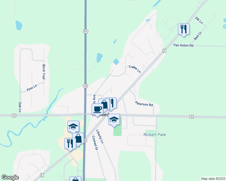map of restaurants, bars, coffee shops, grocery stores, and more near N4194 Twin Court in Freedom