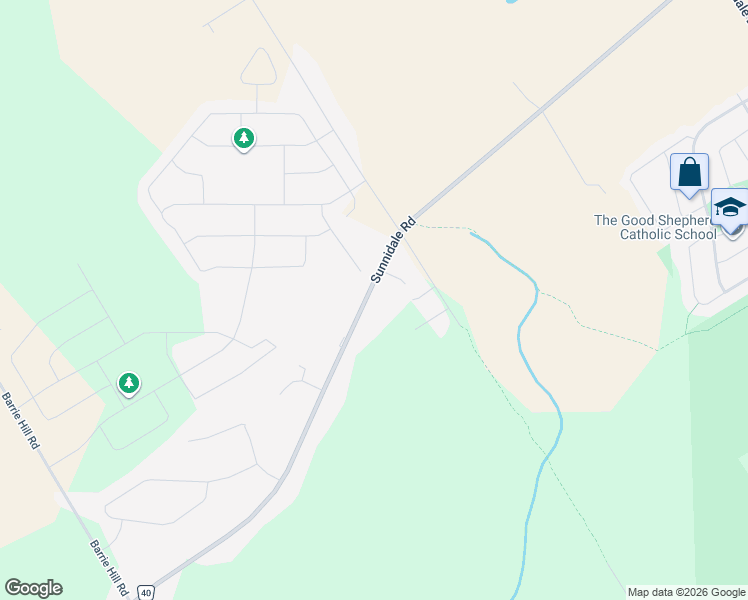map of restaurants, bars, coffee shops, grocery stores, and more near 979 Sunnidale Road in Barrie