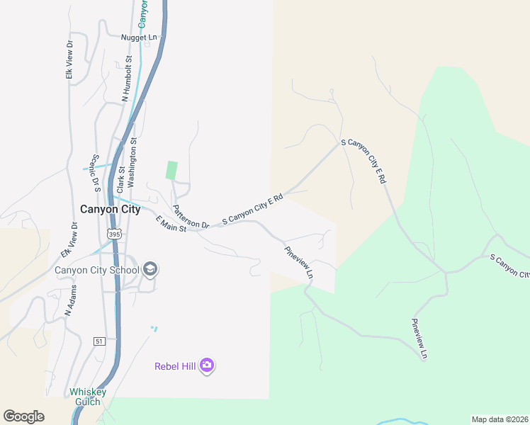 map of restaurants, bars, coffee shops, grocery stores, and more near Canyon City East Road in Canyon City