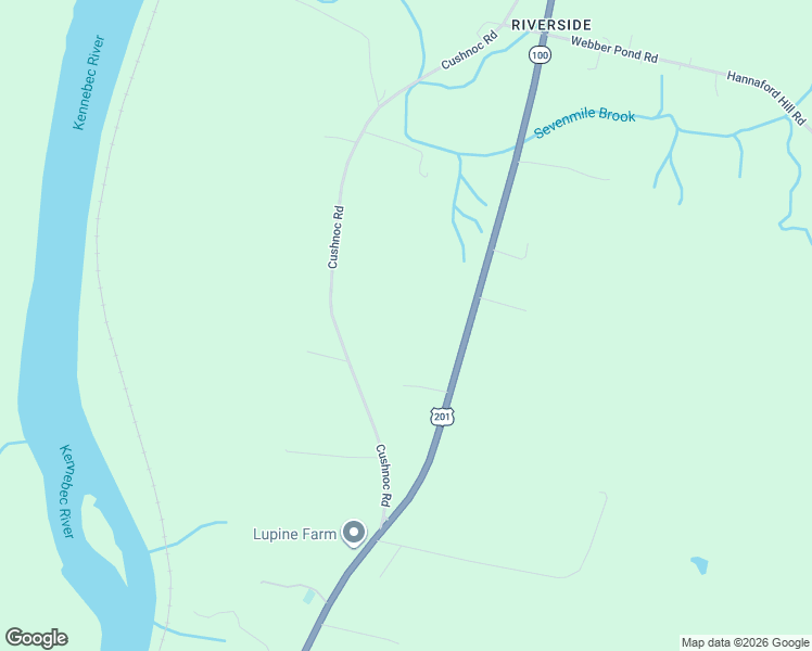 map of restaurants, bars, coffee shops, grocery stores, and more near 25 Cushnoc Road in Vassalboro