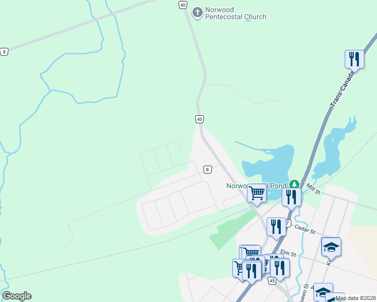 map of restaurants, bars, coffee shops, grocery stores, and more near 87 Keeler Court in Norwood
