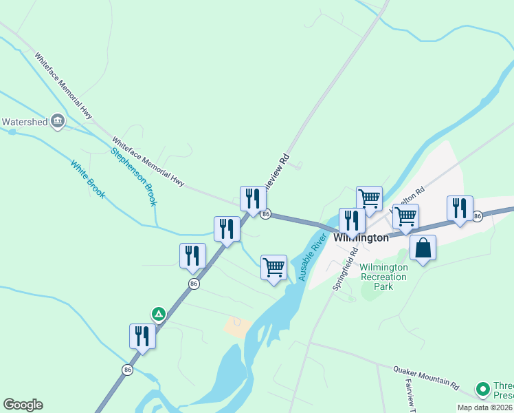 map of restaurants, bars, coffee shops, grocery stores, and more near 5680 State Highway 86 Scenic in Wilmington