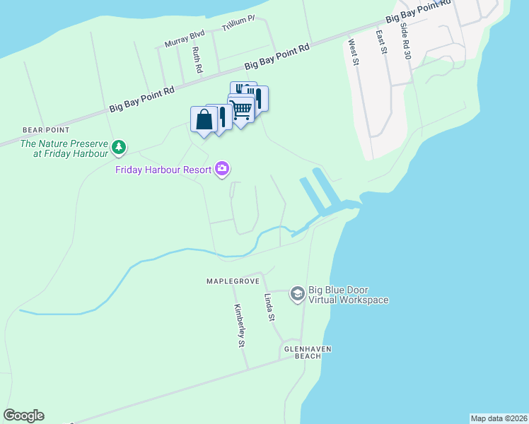map of restaurants, bars, coffee shops, grocery stores, and more near 3666 Ferretti Court in Innisfil