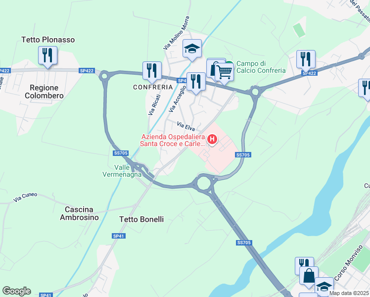 map of restaurants, bars, coffee shops, grocery stores, and more near in Provincia di Cuneo