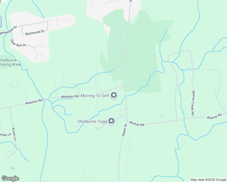 map of restaurants, bars, coffee shops, grocery stores, and more near 1275 Webster Road in Shelburne