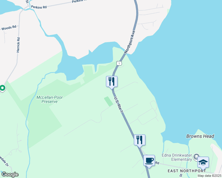 map of restaurants, bars, coffee shops, grocery stores, and more near 1339 Atlantic Highway in Northport