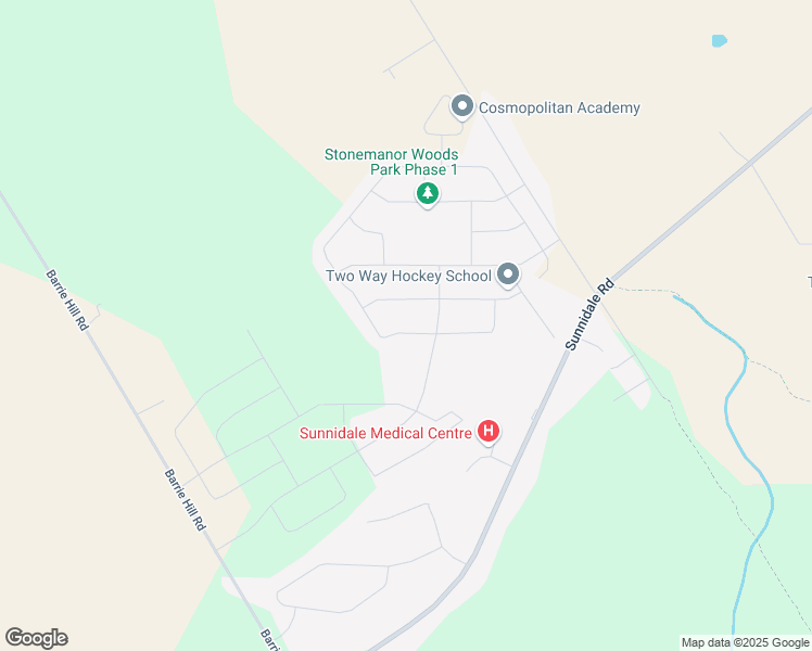 map of restaurants, bars, coffee shops, grocery stores, and more near 40 Trail Boulevard in Simcoe County