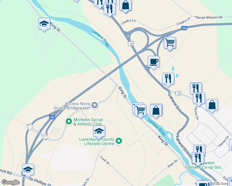map of restaurants, bars, coffee shops, grocery stores, and more near 1 Logan Road in Bridgewater