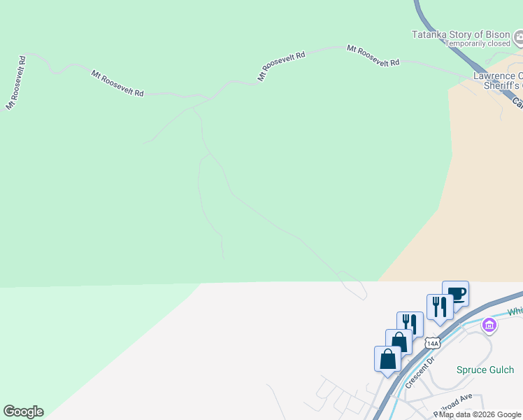 map of restaurants, bars, coffee shops, grocery stores, and more near 735 Stage Run Road in Deadwood