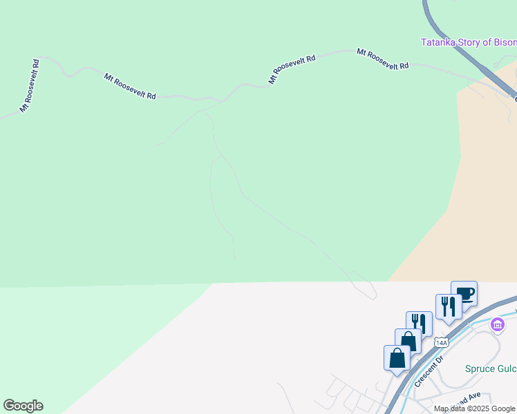 map of restaurants, bars, coffee shops, grocery stores, and more near Stage Run Road in Deadwood