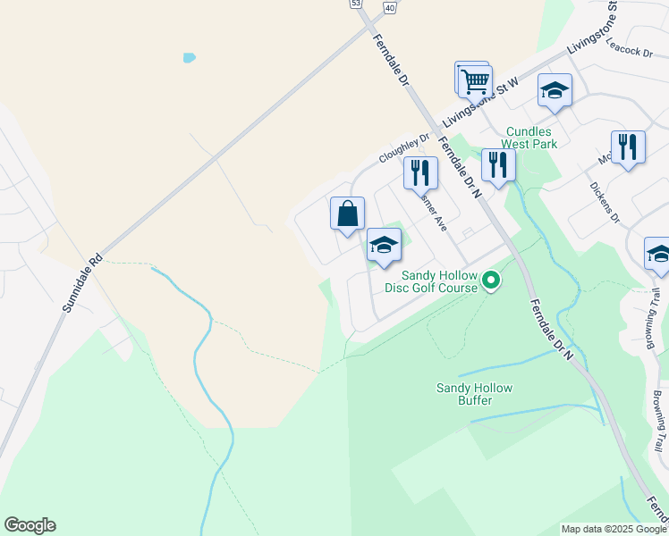 map of restaurants, bars, coffee shops, grocery stores, and more near 19 Northview Crescent in Barrie