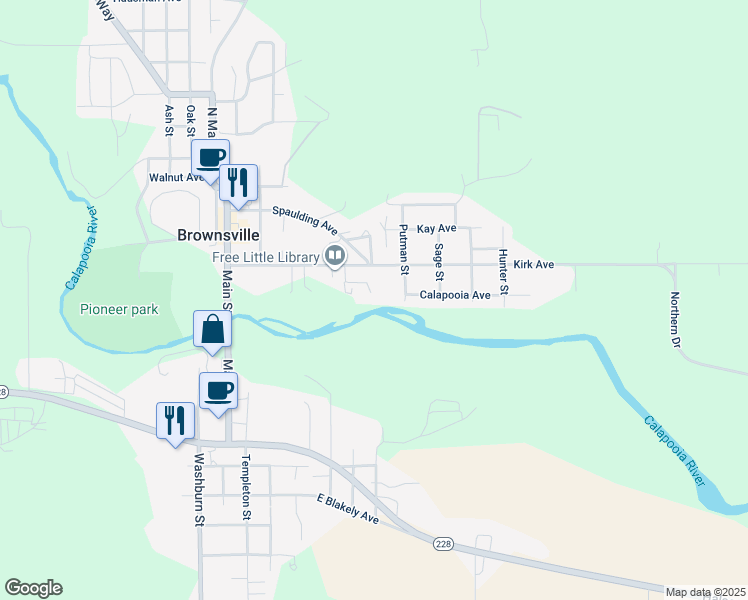 map of restaurants, bars, coffee shops, grocery stores, and more near 378 Kirk Avenue in Brownsville