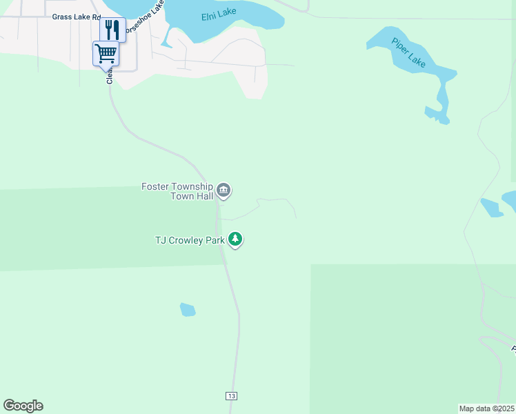 map of restaurants, bars, coffee shops, grocery stores, and more near Number 234 Road in Ogemaw County