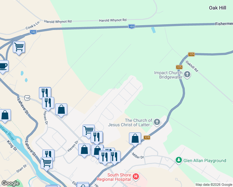 map of restaurants, bars, coffee shops, grocery stores, and more near 263 Seasons Drive in Bridgewater