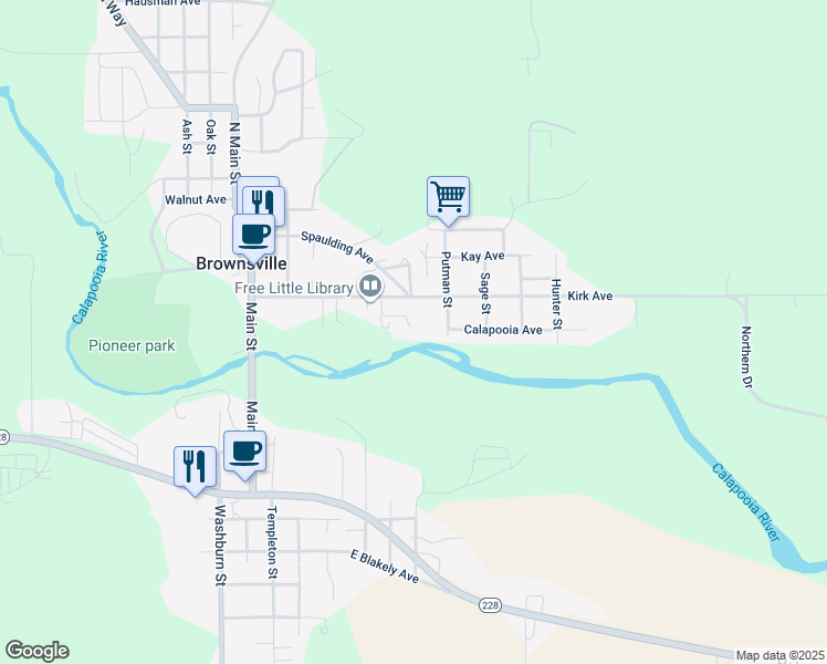 map of restaurants, bars, coffee shops, grocery stores, and more near 378 Kirk Avenue in Brownsville